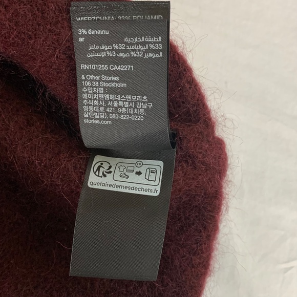 & Other Stories Mohair Wool Sweater Burgundy Size Medium NWT - Picture 10 of 12